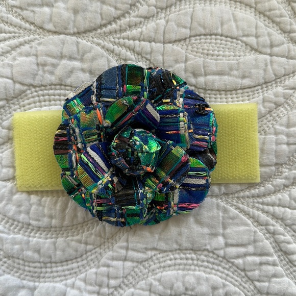CHANEL Multi Metallic Tweed Camelia Brooch - Picture 1 of 4
